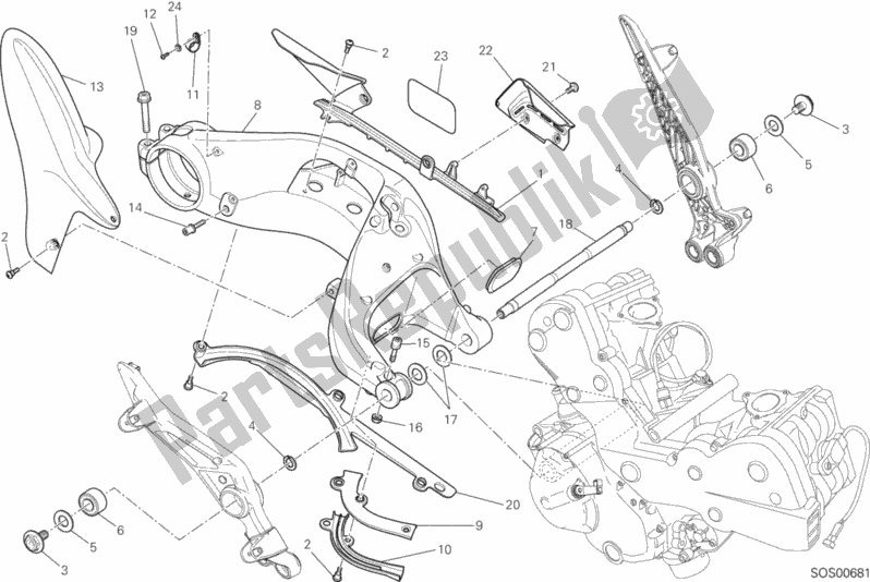 Todas as partes de 28a - Forcellone Posteriore do Ducati Hypermotard SP 821 2015
